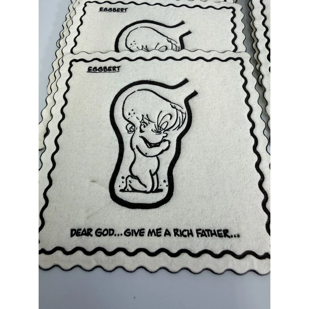 Vintage Eggbert Humorous Baby Cartoon Cocktail Napkins Set Of 15 Scalloped Edge
